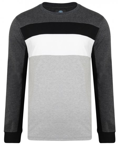 Kam Jeans 5240 Cut and Sew Long Sleeve T-shirt Grey - T-paidat - Isot T-paidat 2XL – 8XL