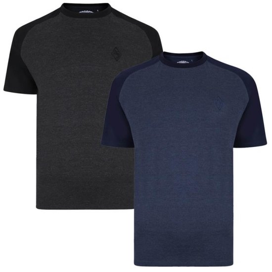 Kam Jeans 5314 Raglan T-Shirt Charcoal/Insignia Twin Pack - T-paidat - Isot T-paidat 2XL – 14XL