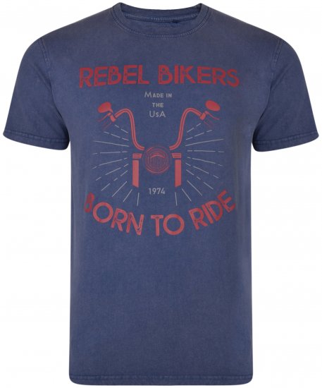 Kam Jeans 5319 Rebel Bikers T-shirt Indigo Blue - T-paidat - Isot T-paidat 2XL – 14XL