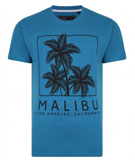 Kam Jeans Malibu Crew Neck Tee Turk Blue - T-paidat - Isot T-paidat 2XL – 14XL