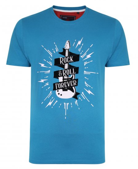 Kam Jeans 5337 Rock & Roll Tee Blue - T-paidat - Isot T-paidat 2XL – 14XL