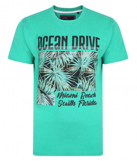 Kam Jeans Ocean Drive Crew Neck Tee Emerald - T-paidat - Isot T-paidat 2XL – 14XL