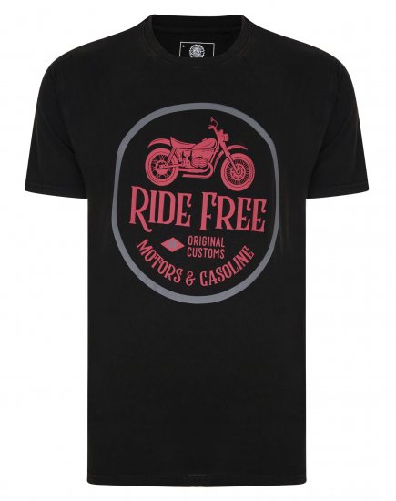 Kam Jeans Ride Free Crew Neck T-Shirt Black - T-paidat - Isot T-paidat 2XL – 14XL