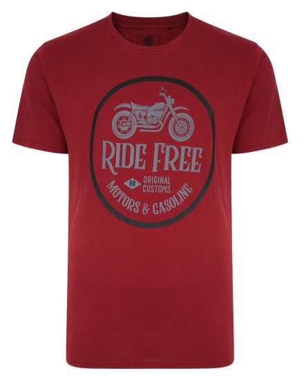 Kam Jeans Ride Free Crew Neck T-Shirt Wine - T-paidat - Isot T-paidat 2XL – 14XL