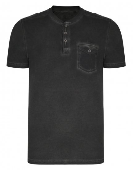 Kam Jeans Grandad Collar Fashion Tee Black - T-paidat - Isot T-paidat 2XL – 14XL
