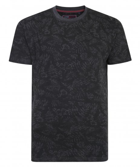Kam Jeans 5345 Leaf Tee Charcoal - T-paidat - Isot T-paidat 2XL – 14XL