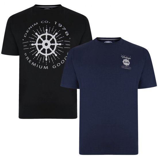 Kam Jeans 5348 T-shirt Vintage/Denim Twin Pack - T-paidat - Isot T-paidat 2XL – 14XL