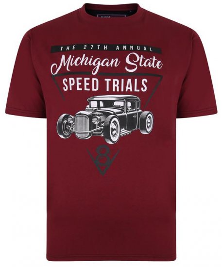Kam Jeans 5352 Michigan State T-shirt Burgundy - T-paidat - Isot T-paidat 2XL – 14XL