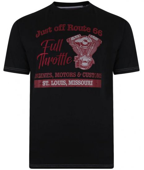 Kam Jeans 5354 Full Throttle Print T-shirt Black - T-paidat - Isot T-paidat 2XL – 14XL