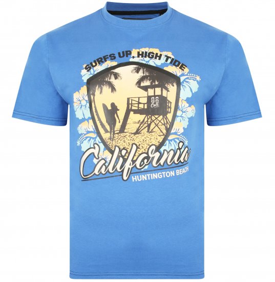 Kam Jeans 5368 California Print T-shirt Blue - T-paidat - Isot T-paidat 2XL – 14XL