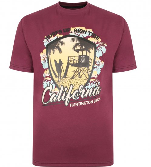 Kam Jeans 5368 California Print T-shirt Plum - T-paidat - Isot T-paidat 2XL – 14XL