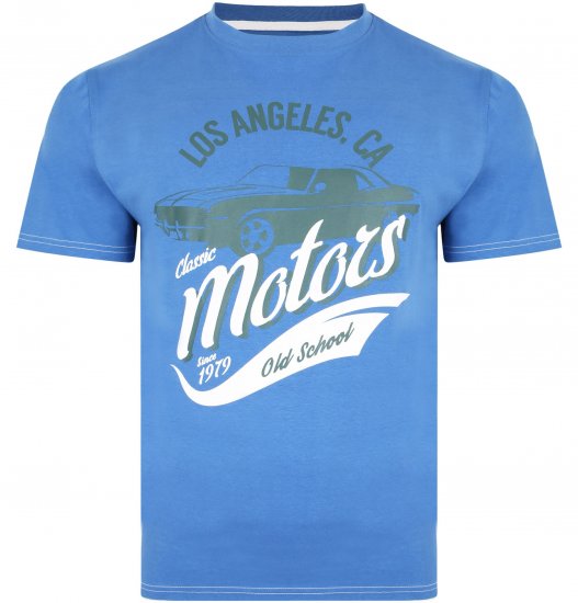 Kam Jeans 5369 Motors Print T-shirt Blue - T-paidat - Isot T-paidat 2XL – 14XL