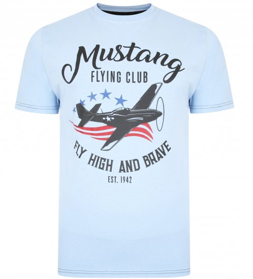 Kam Jeans Mustang Flying Club T-shirt Sky - T-paidat - Isot T-paidat 2XL – 14XL