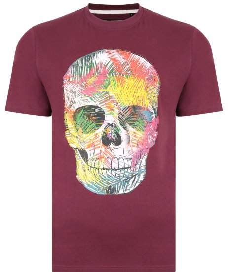 Kam Jeans 5375 Coloured Skull Print T-shirt Plum - T-paidat - Isot T-paidat 2XL – 14XL