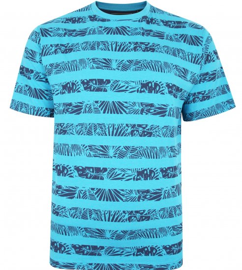 Kam Jeans 5380 Stripe Floral T-shirt Turk Blue - T-paidat - Isot T-paidat 2XL – 14XL
