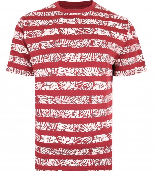 Kam Jeans 5380 Stripe Floral T-shirt Burgundy - T-paidat - Isot T-paidat 2XL – 14XL