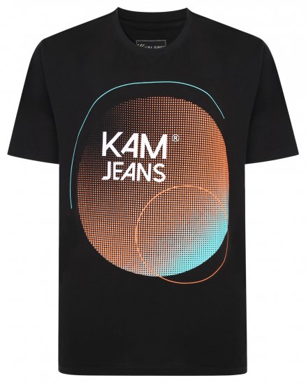 Kam Jeans 5383 Kam Logo Printed Tee Black - T-paidat - Isot T-paidat 2XL – 14XL