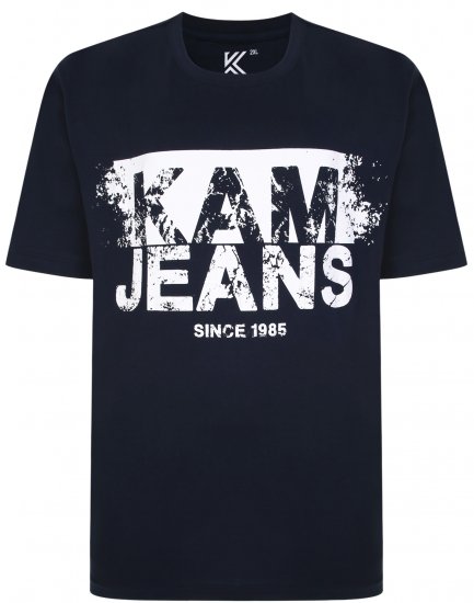 Kam Jeans 5384 Kam Logo Printed Tee Navy - T-paidat - Isot T-paidat 2XL – 14XL