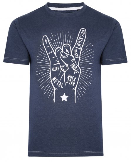 Kam Jeans 5390 Rock Star Print T-Shirt Indigo - T-paidat - Isot T-paidat 2XL – 14XL