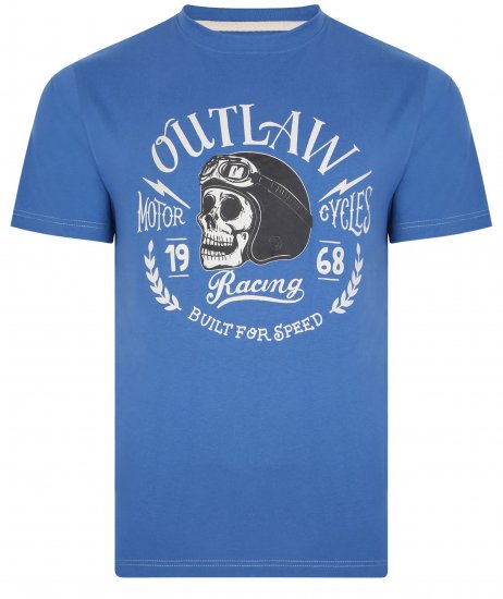 Kam Jeans 5391 Outlaws Skull Print T-Shirt Blue - T-paidat - Isot T-paidat 2XL – 14XL