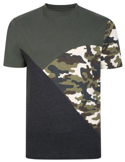 Kam Jeans 5394 Cut & Saw Camo Panel T-Shirt Khaki - T-paidat - Isot T-paidat 2XL – 14XL