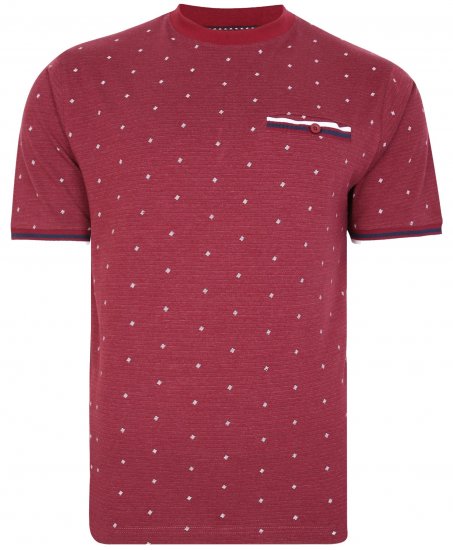 Kam Jeans 5396 Drop Needle Jersey Tee With Dobby Print Burgundy - T-paidat - Isot T-paidat 2XL – 14XL