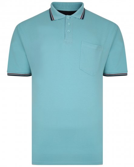 Kam Jeans 5400B Tipped Polo with Pocket Aqua - Pikeepaidat - Miesten isot pikeepaidat