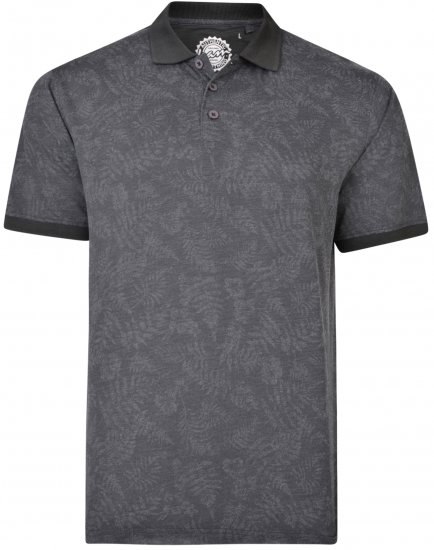 Kam Jeans 5418 Leaf print Polo Charcoal - Pikeepaidat - Miesten isot pikeepaidat