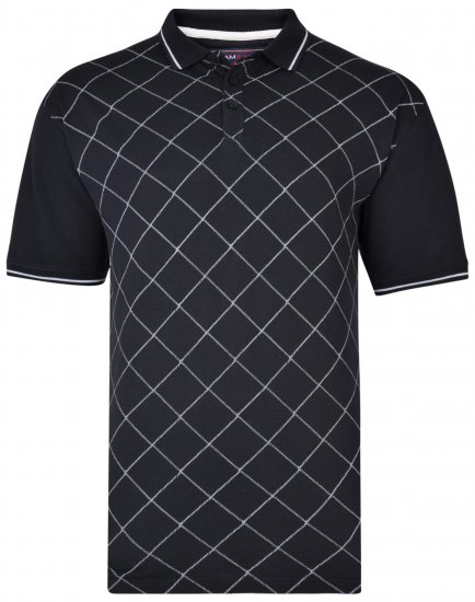 Kam Jeans 5419 Diamond Print Polo Navy - Pikeepaidat - Miesten isot pikeepaidat