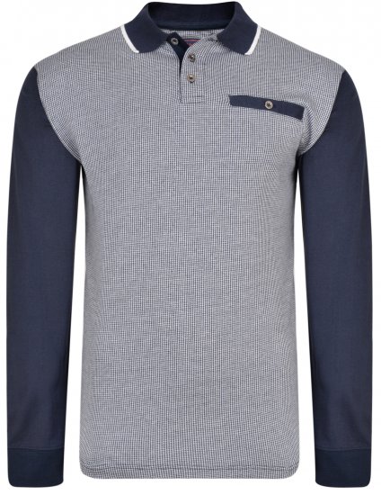 Kam Jeans 5425 Long Sleeve Polo Navy - Pikeepaidat - Miesten isot pikeepaidat
