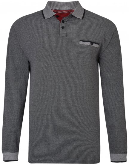 Kam Jeans 5429 Long Sleeve Polo Black - Pikeepaidat - Miesten isot pikeepaidat