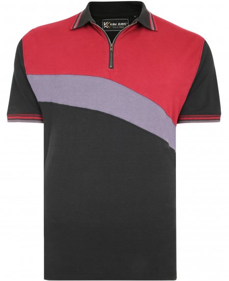 Kam Jeans 5448 Cut & Saw Polo with Zip Black - Pikeepaidat - Miesten isot pikeepaidat