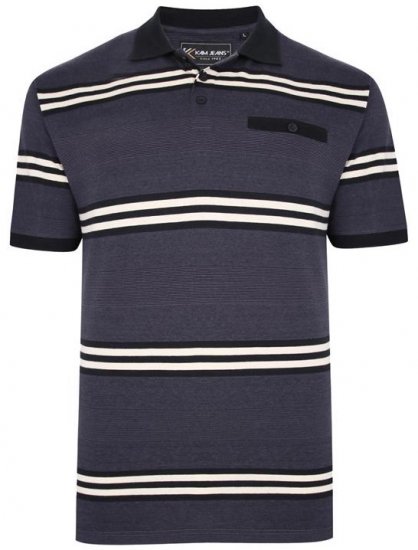 Kam Jeans 5452 Yarn Dye Srtipe Polo Charcoal - Pikeepaidat - Miesten isot pikeepaidat