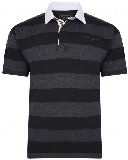 Kam Jeans 5454 Stripe Rugby Polo Black - Pikeepaidat - Miesten isot pikeepaidat