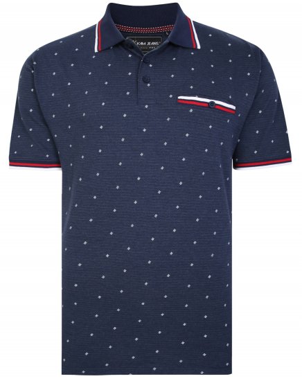Kam Jeans 5456 Drop Needle Jersey Polo with Dobby Print - Pikeepaidat - Miesten isot pikeepaidat
