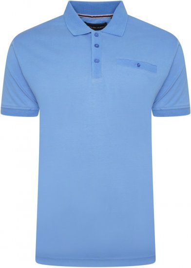 Kam Jeans 5498 Jersey Polo with Self Stripe Jacquard Collar/Cuffs Royal Blue - Pikeepaidat - Miesten isot pikeepaidat