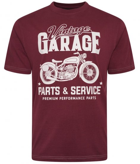Kam Jeans 5702 Vintage Print T-Shirt Plum - T-paidat - Isot T-paidat 2XL – 14XL