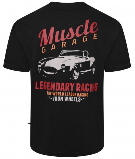 Kam Jeans 5710 Legendary Racing Slub Tee With Back Print Black - T-paidat - Isot T-paidat 2XL – 14XL