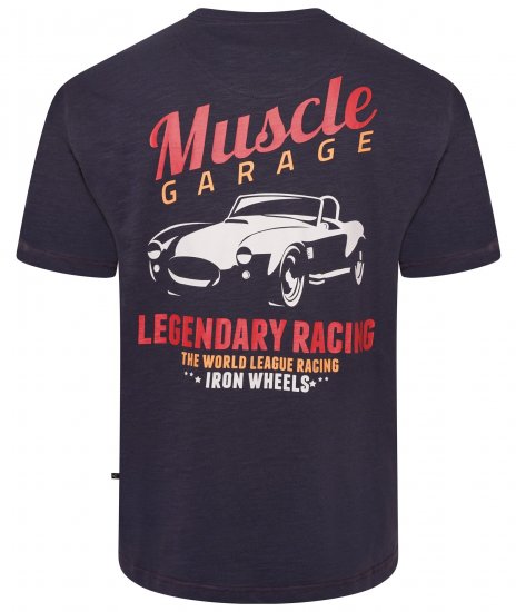 Kam Jeans 5710 Legendary Racing Slub Tee With Back Print Navy - T-paidat - Isot T-paidat 2XL – 14XL