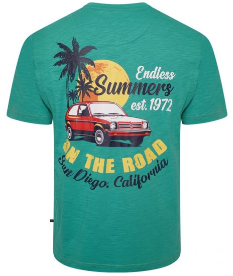 Kam Jeans 5711 Endless Summers Slub Tee With Back Print Emerald - T-paidat - Isot T-paidat 2XL – 14XL