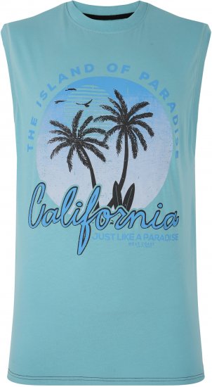 Kam Jeans 5727 California Paradise Sleeveless T-Shirt Light Blue - T-paidat - Isot T-paidat 2XL – 14XL