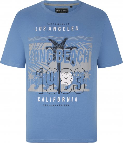 Kam Jeans 5729 Long Beach Print T-Shirt Blue Marl - T-paidat - Isot T-paidat 2XL – 14XL
