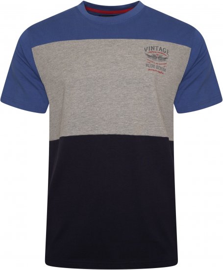 Kam Jeans 5746 Cut & Sew T-Shirt with Print Blue - T-paidat - Isot T-paidat 2XL – 14XL