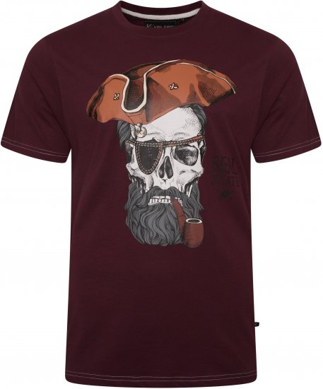 Kam Jeans 5752 Real Pirates Print T-Shirt Dark Red - T-paidat - Isot T-paidat 2XL – 14XL