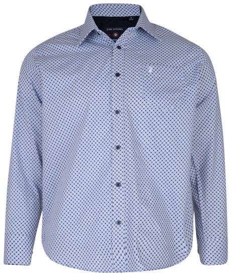 Kam Jeans 6154 Long Sleeve Dobby Print Shirt - Kauluspaidat - Miesten isot kauluspaidat 2XL – 8XL