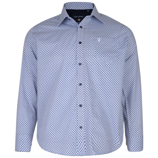 Kam Jeans 6154 Long Sleeve Dobby Print Shirt - Kauluspaidat - Miesten isot kauluspaidat 2XL – 8XL