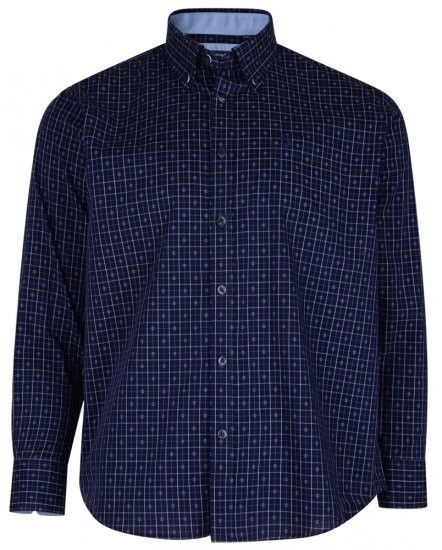 Kam Jeans 6158 Long Sleeve Dobby Embroidery Shirt Navy - Kauluspaidat - Miesten isot kauluspaidat 2XL – 8XL