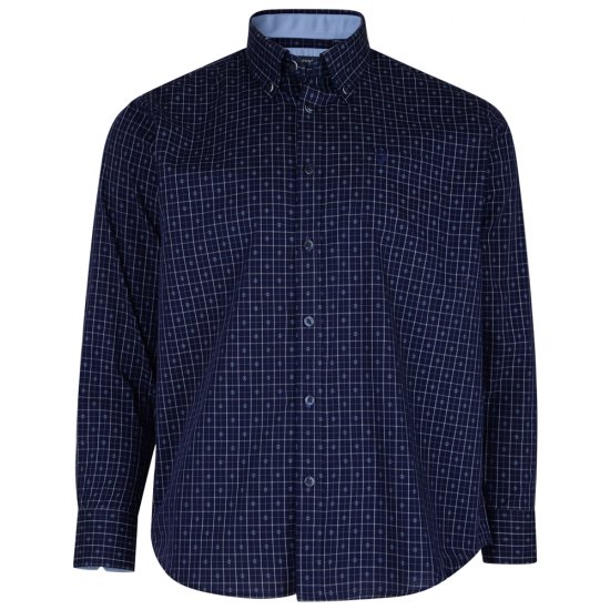 Kam Jeans 6158 Long Sleeve Dobby Embroidery Shirt Navy - Kauluspaidat - Miesten isot kauluspaidat 2XL – 8XL