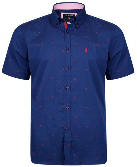 Kam Jeans 6160 Short Sleeve Dobby Print Shirt Twilight Blue - Kauluspaidat - Miesten isot paidat 2XL – 8XL