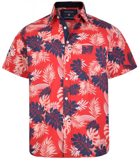 Kam Jeans 6166 Hawaii Shirt Red - Kauluspaidat - Miesten isot kauluspaidat 2XL – 8XL